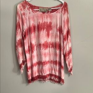 Tie-Dye Fringe Hem Women's Top